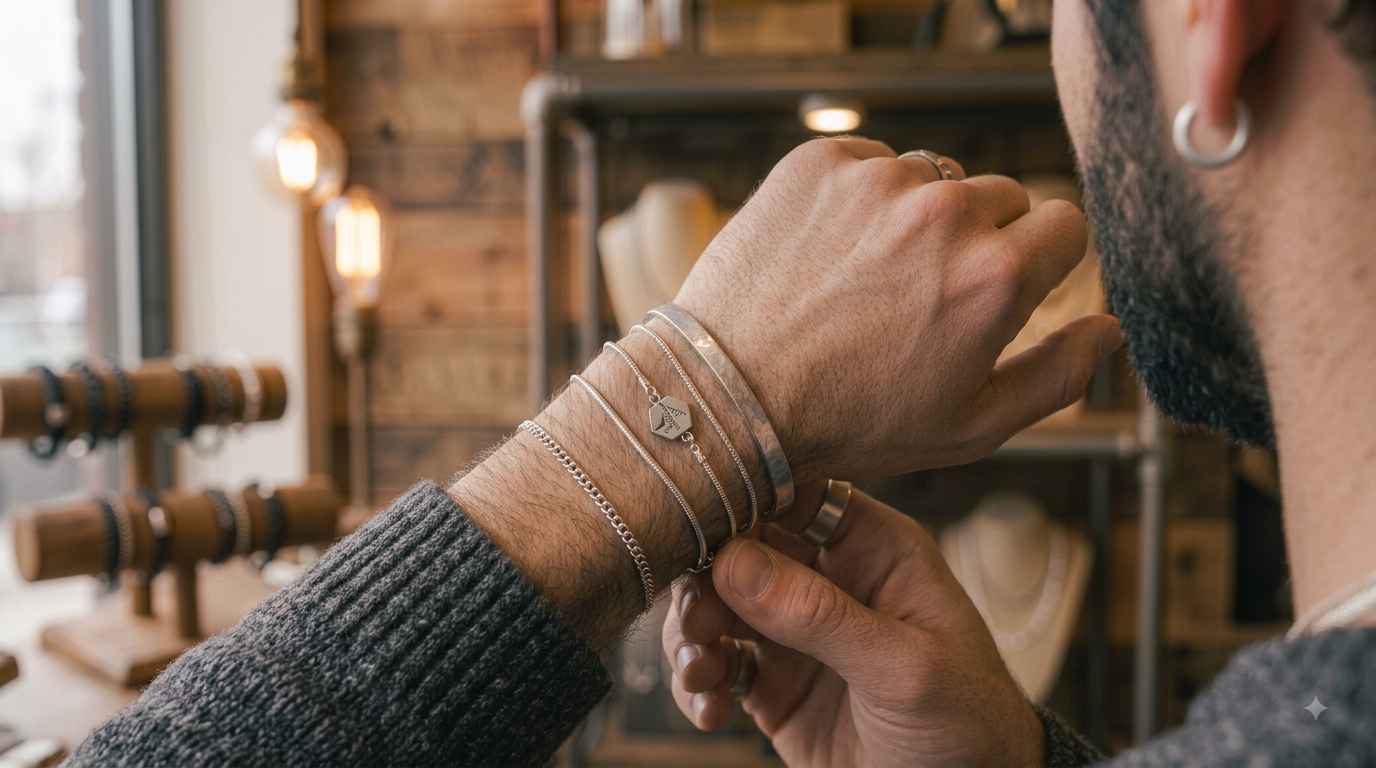 Pulseiras masculinas em prata 925 da MaF Joias